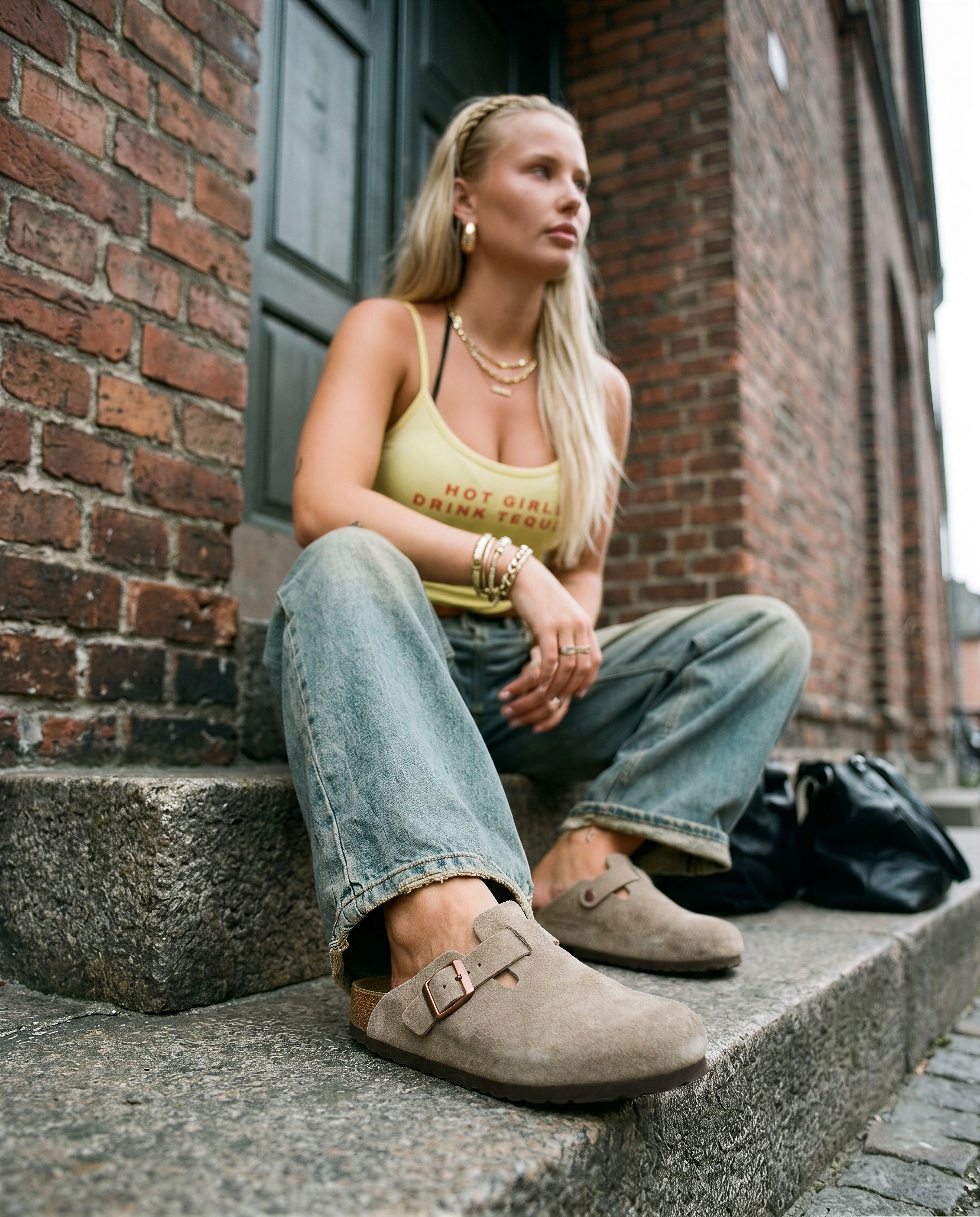 Birkenstock Boston Soft Footbed Suede Taupe