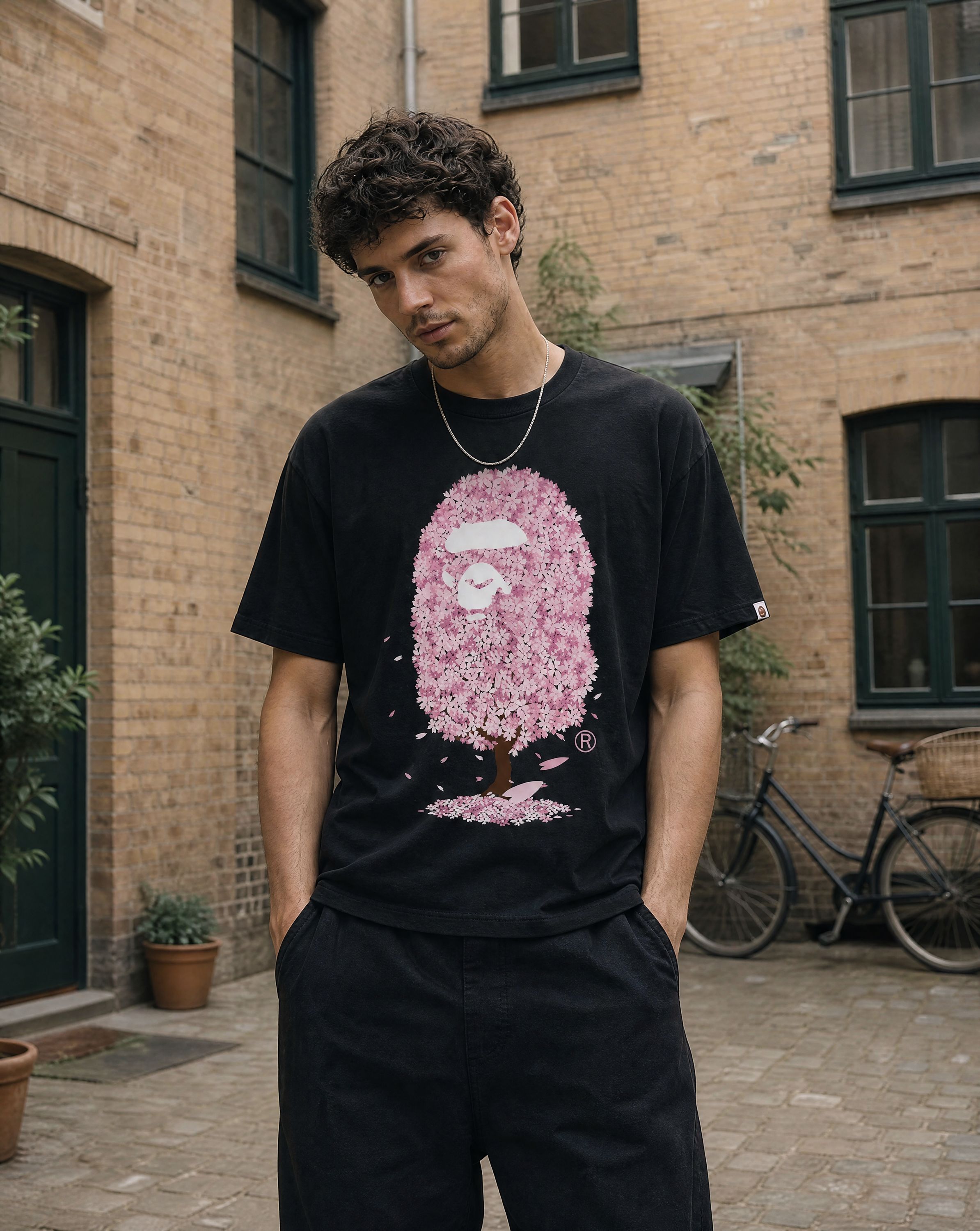 BAPE Sakura Tree Tee Black - streetstyle i København