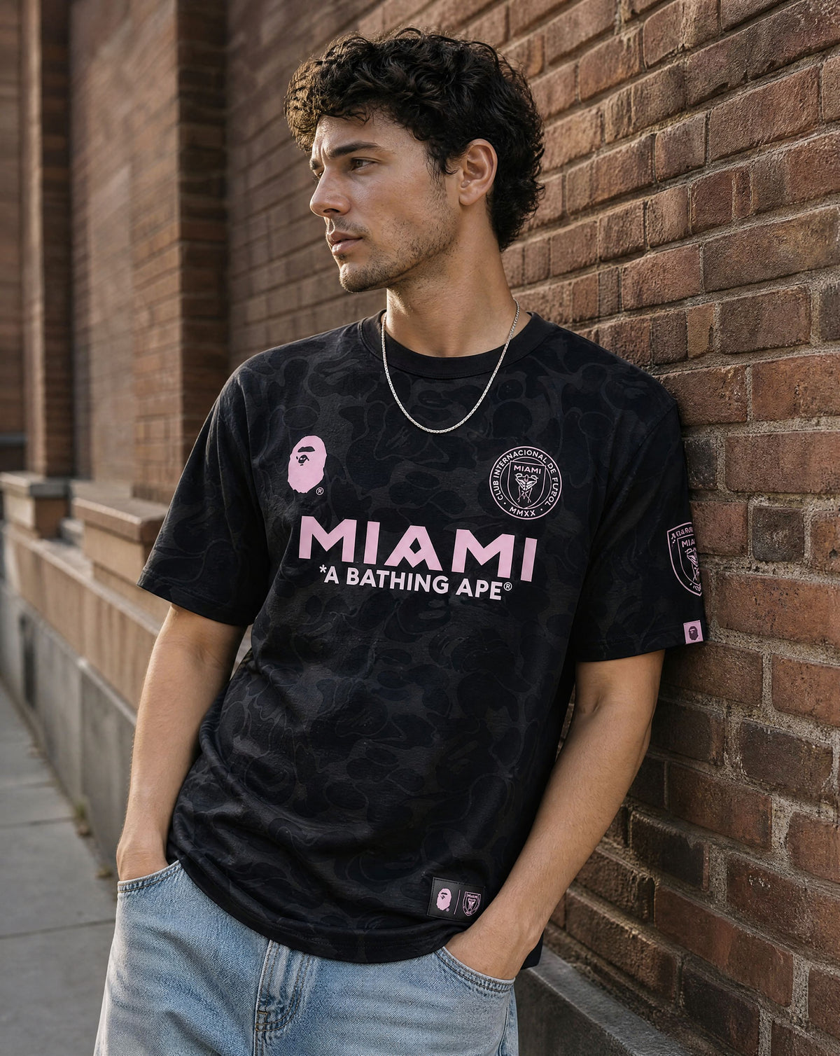 BAPE x Inter Miami CF Camo Tee Black - streetstyle i København