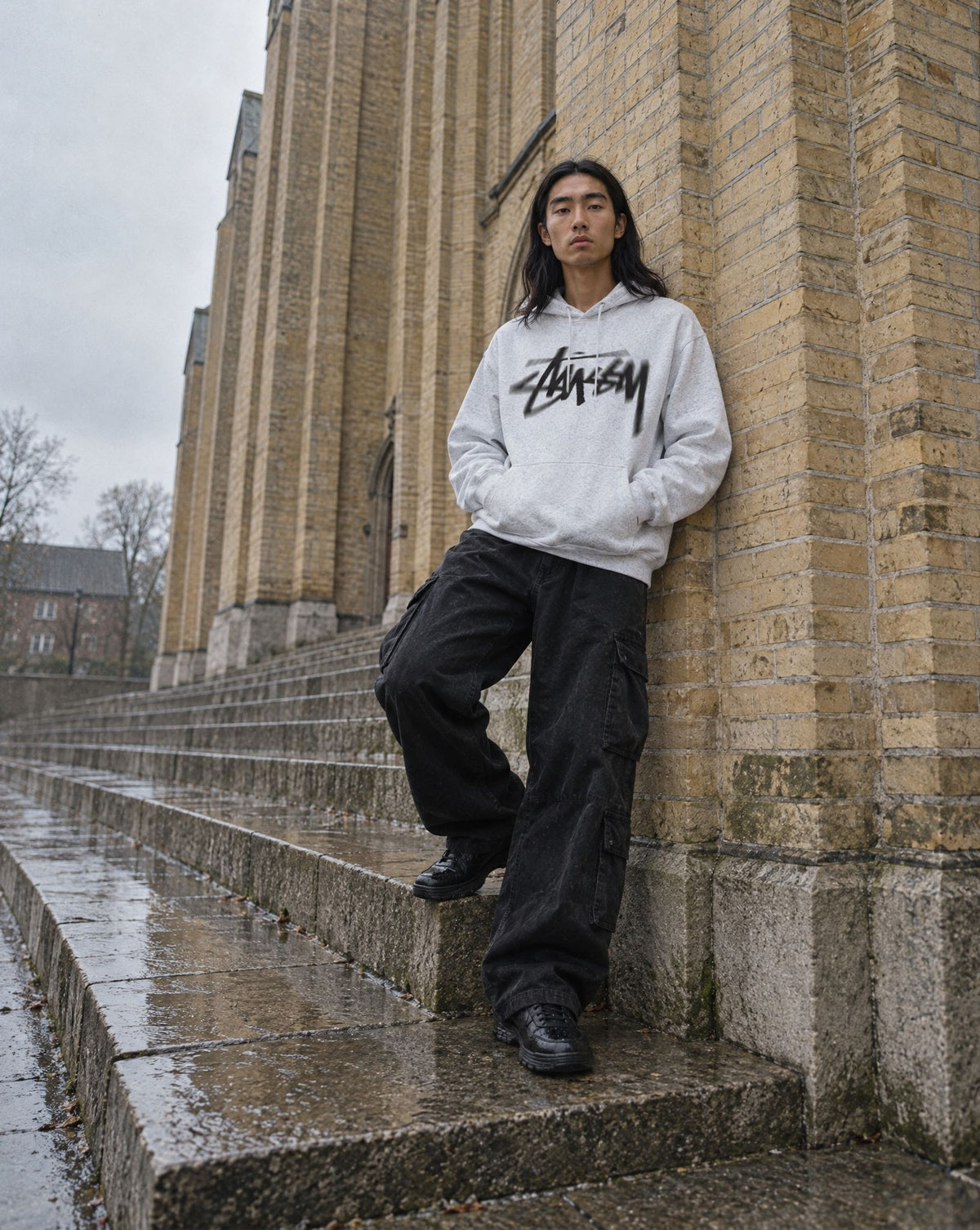 Stussy Dizzy Stock Hoodie Grey - streetstyle i København