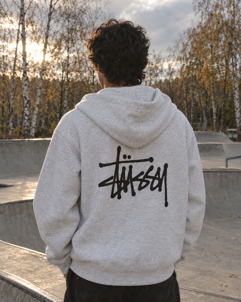 Stussy Basic Zip Hoodie Ash Heather - detalje