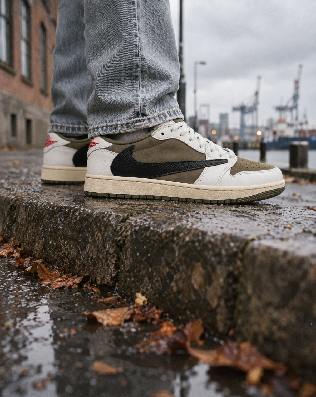 Jordan 1 Retro Low OG SP Travis Scott Medium Olive - on-foot