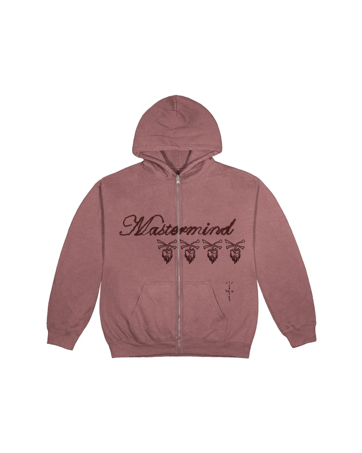 Travis Scott x Mastermind Skull Zip Hoodie Washed Red
