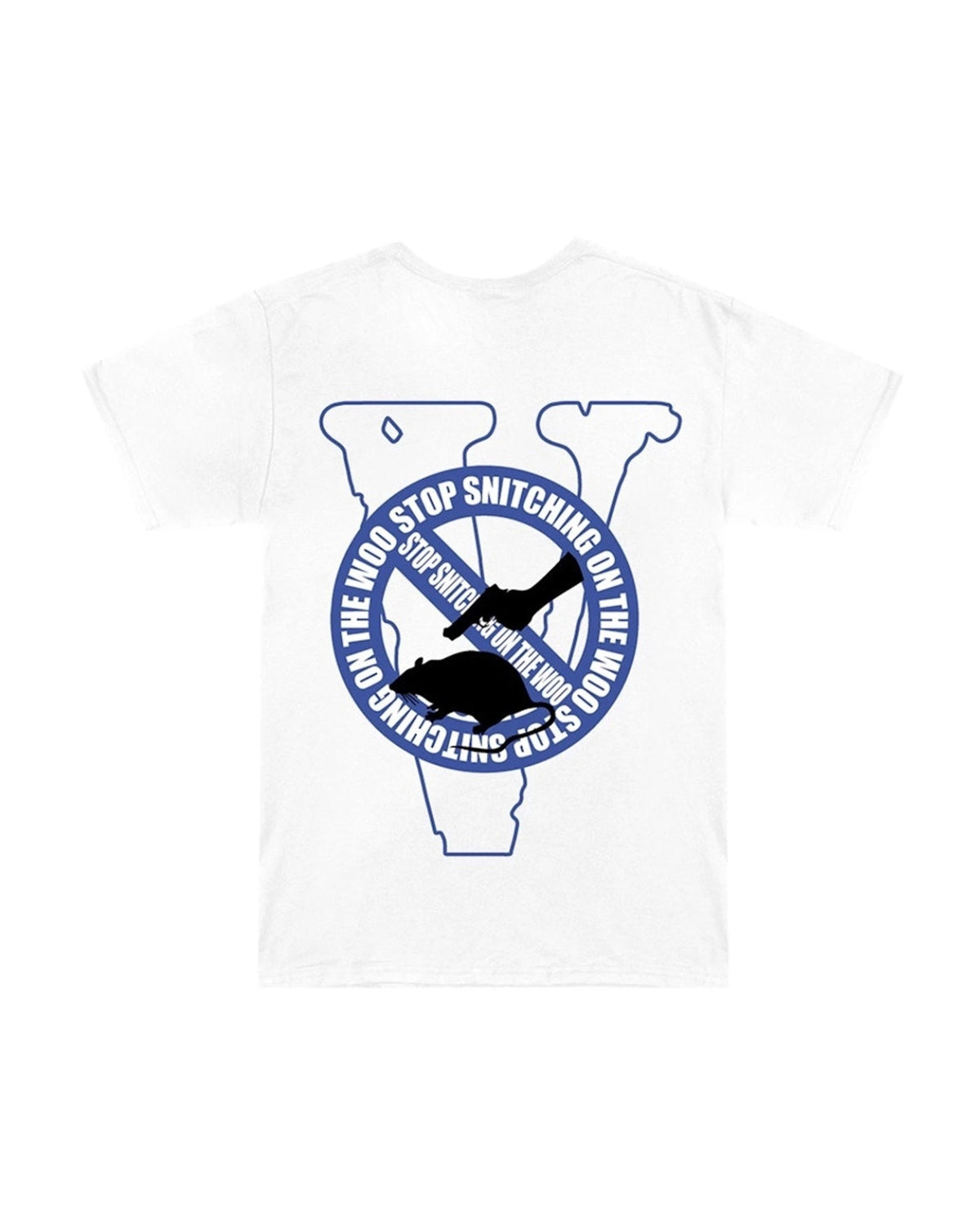 Pop Smoke x Vlone Stop Snitching Tee White/Blue