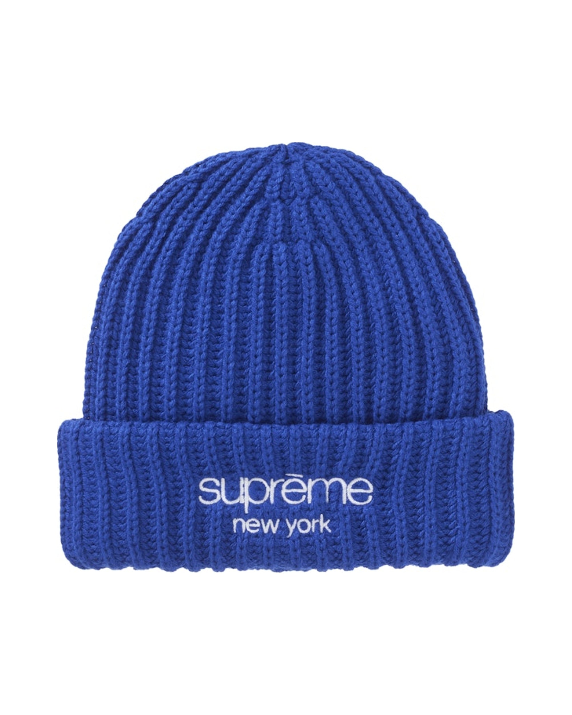 Supreme Chunky Rib Classic Logo Beanie Royal