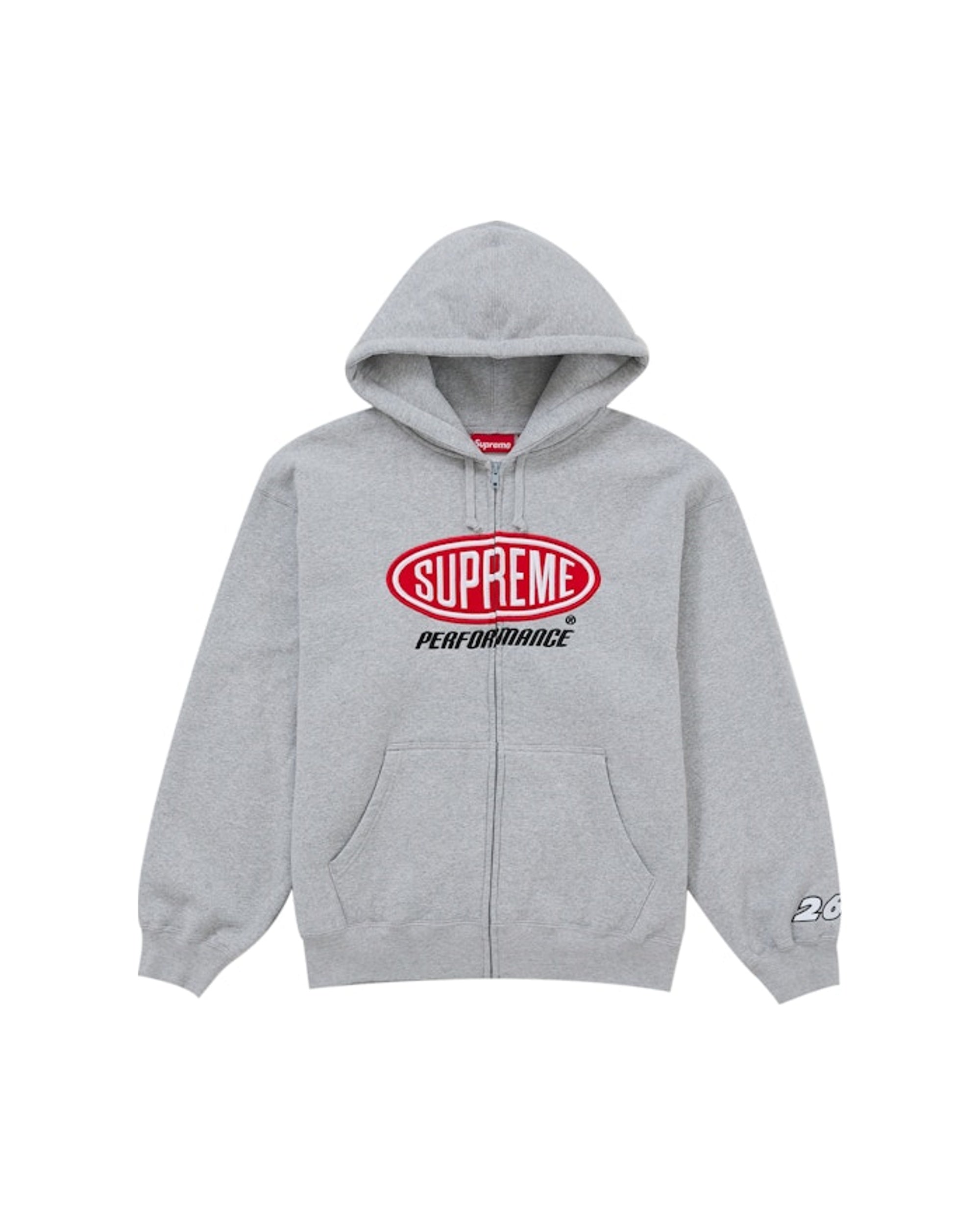 Supreme Performance Zip Up Hooded Sweatshirt Grey
