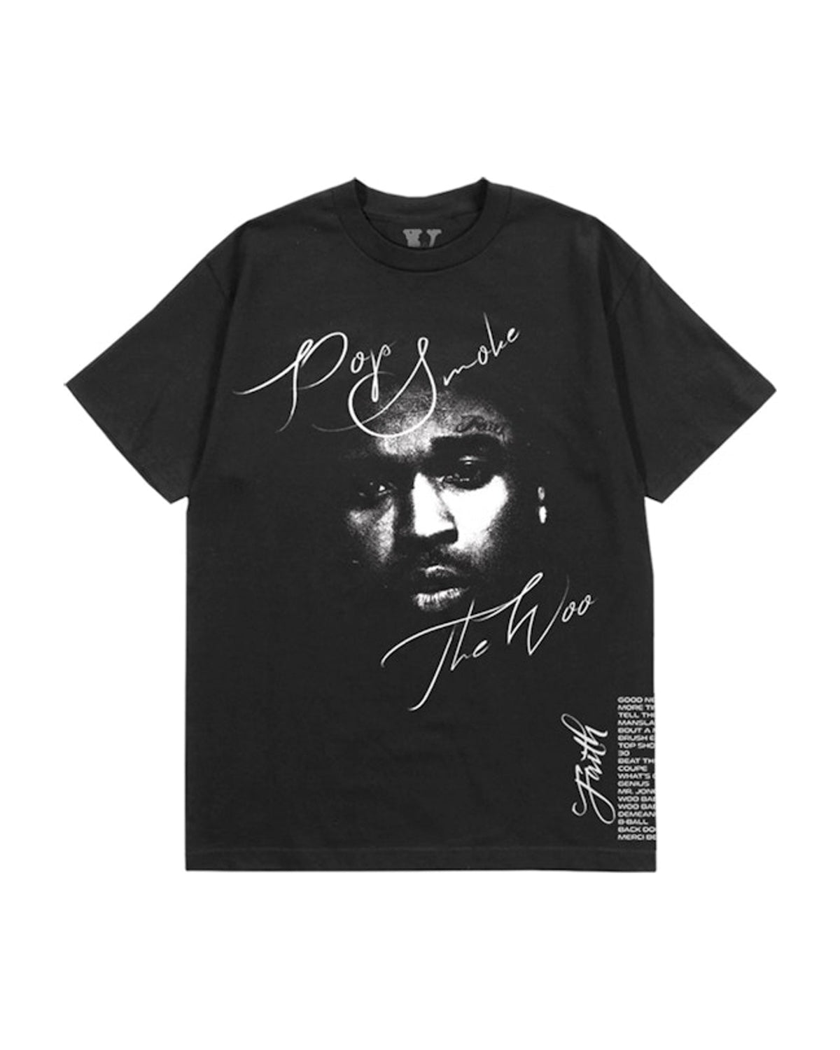 Pop Smoke x Vlone Faith T-shirt i sort | STREET BILL