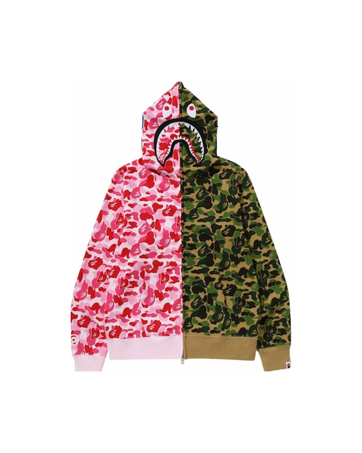 BAPE ABC Camo Crazy Shark Full Zip Hoodie Pink/Green