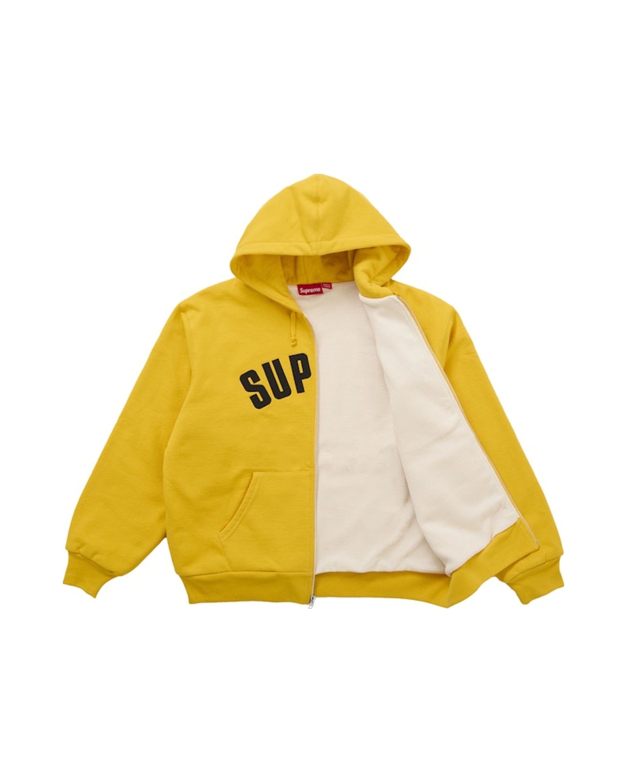 Supreme Arc Thermal Lined Zip Up Hooded Sweatshirt Yellow