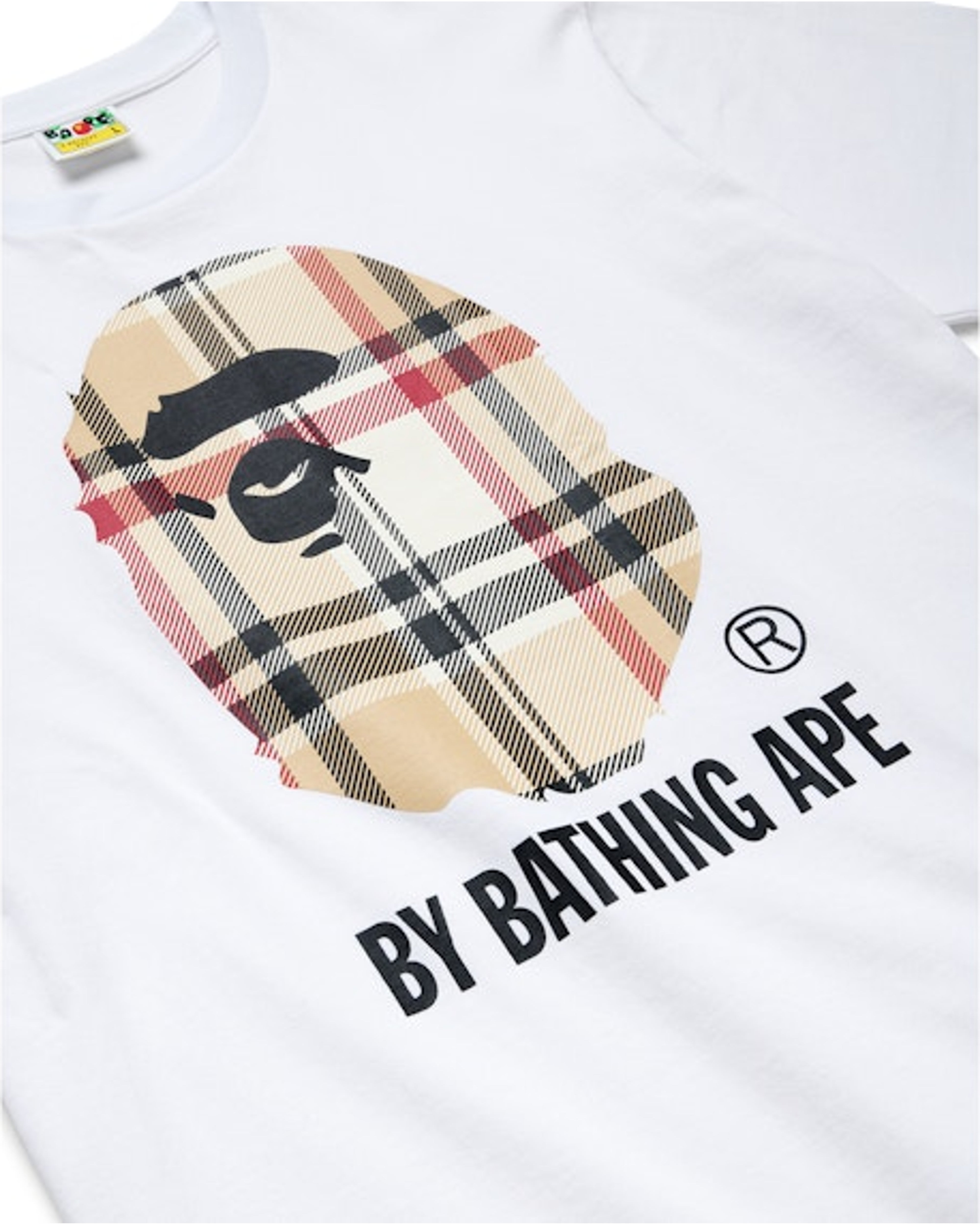 BAPE A Bathing Ape Check by Bathing Tee White/Beige