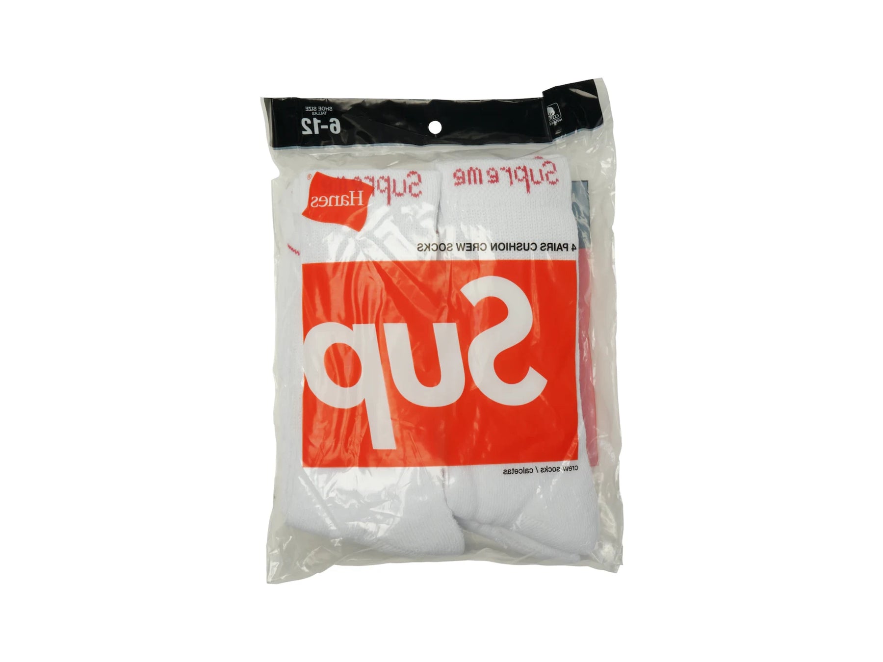 Supreme Hanes Crew Socks (4 Pack) White