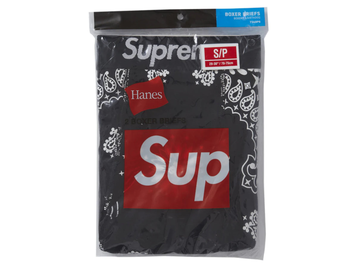 Supreme Hanes Bandana Boxer Briefs (2 Pack) Black
