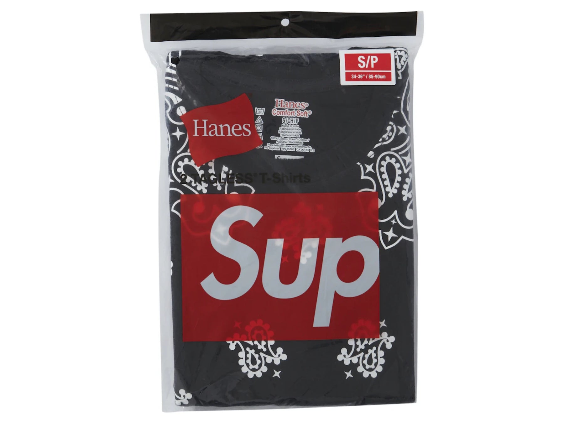 Supreme Hanes Bandana Tagless Tees (2 Pack) Black