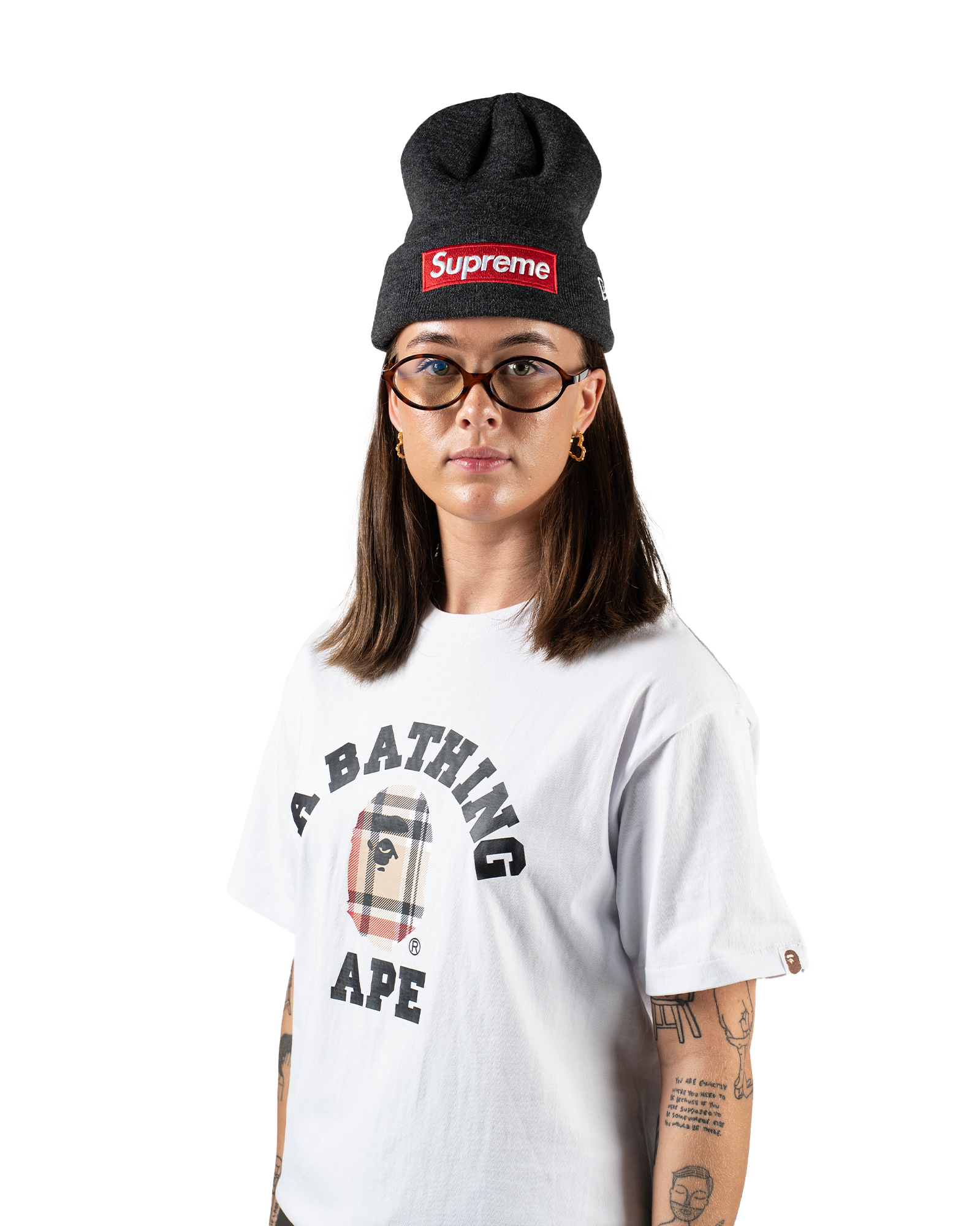 Bape Big Head Plaid T-shirt "White"