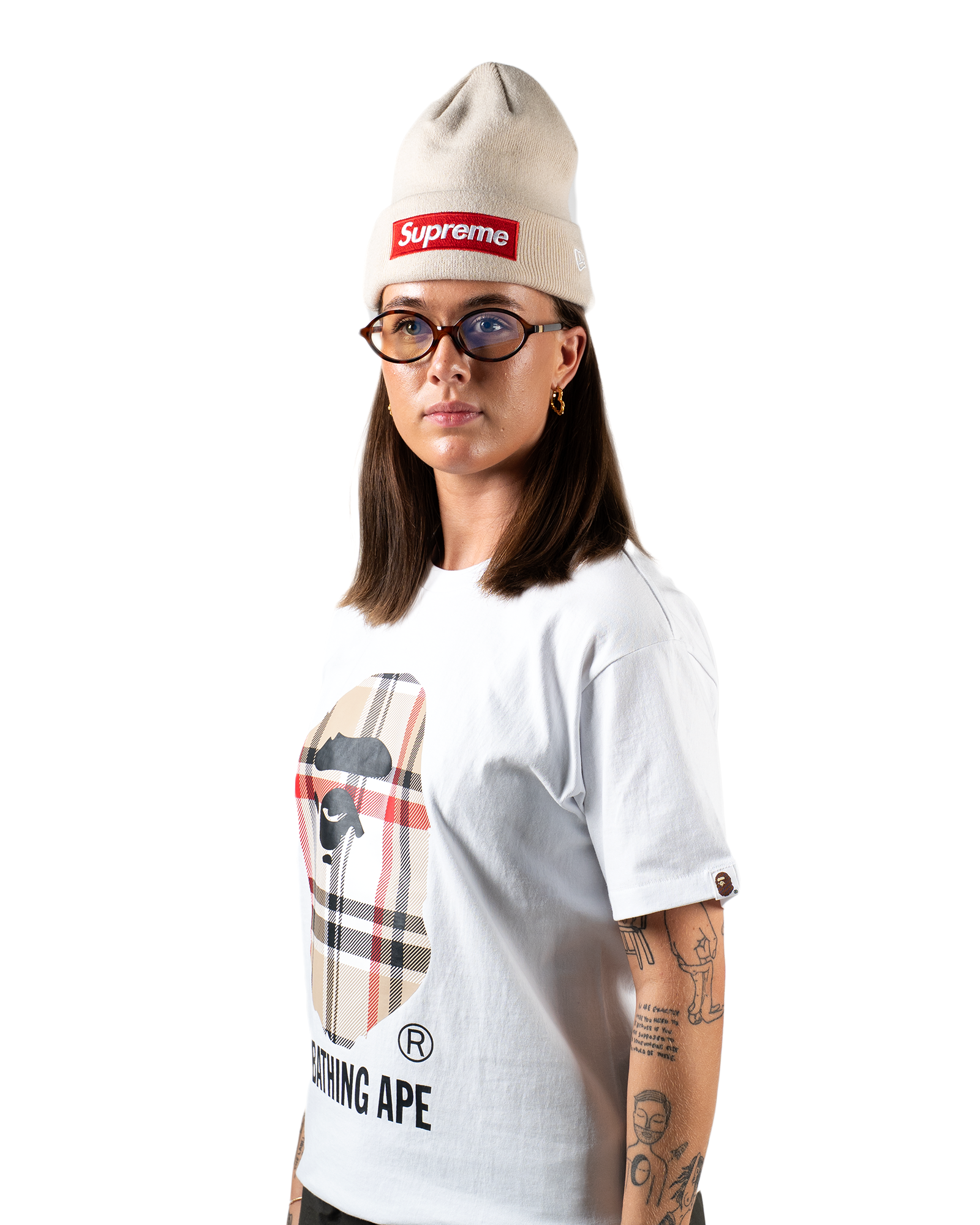 Bape Big Head Plaid T-shirt "White"