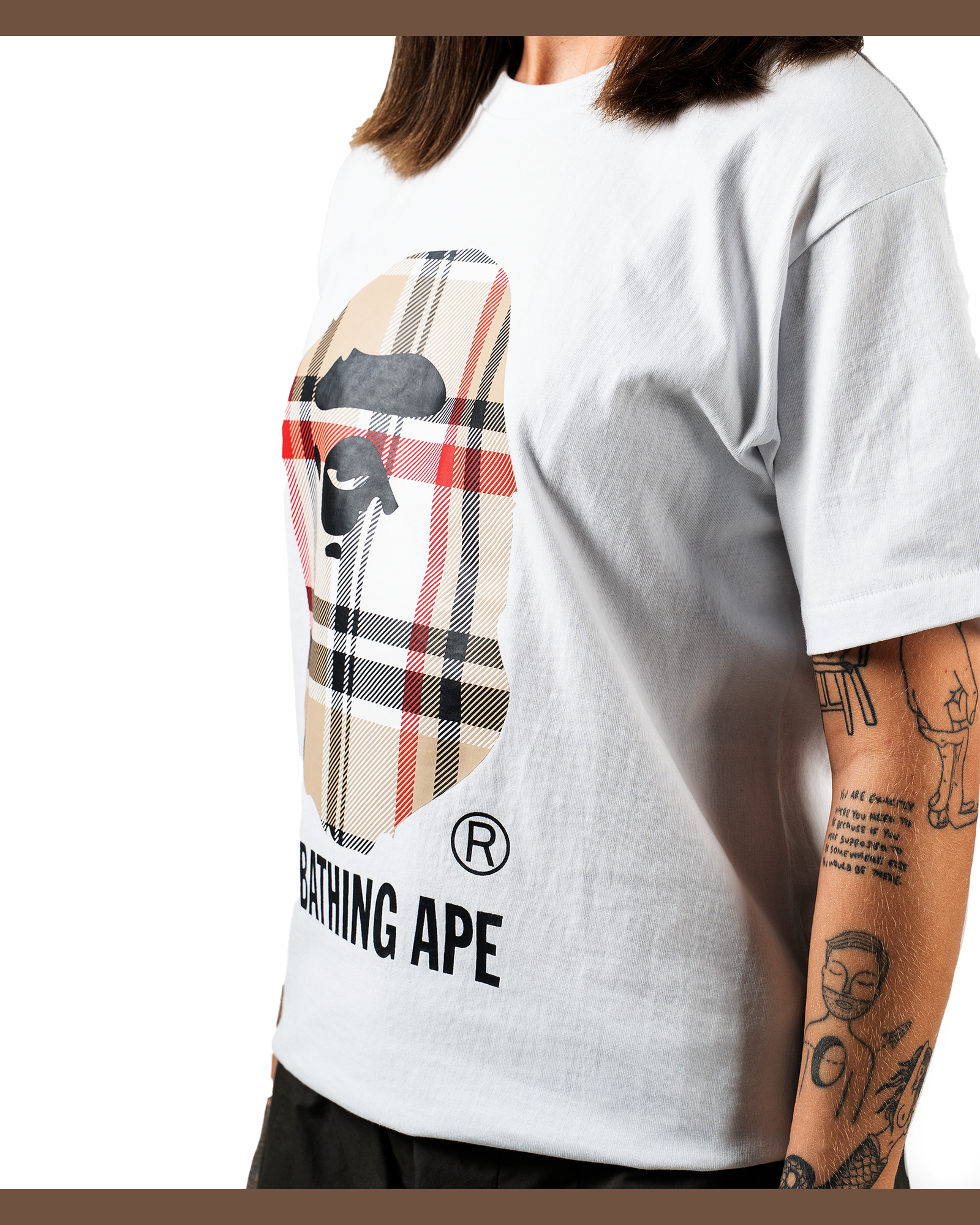 Bape Big Head Plaid T-shirt "White"