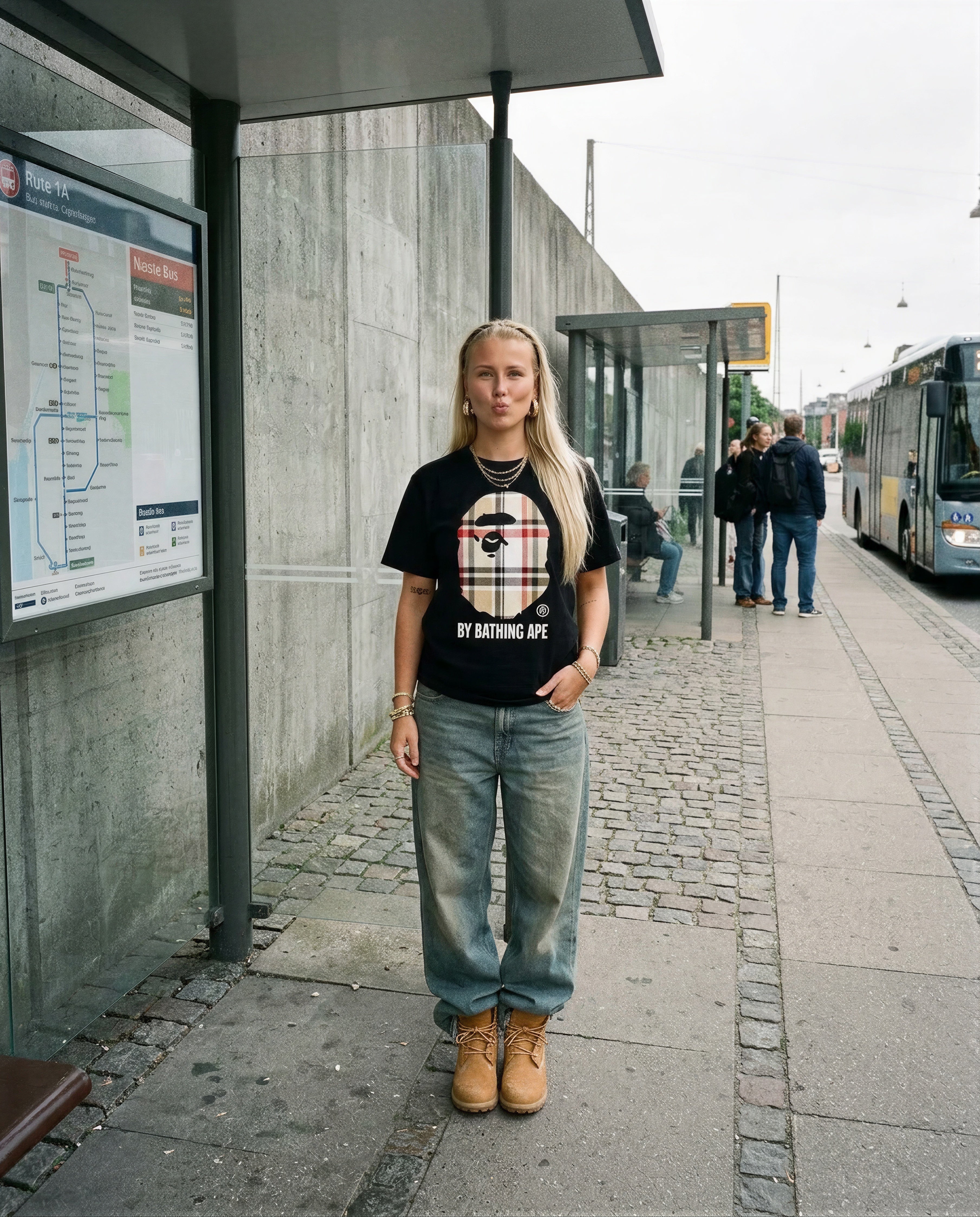 Bape Big Head Plaid T-shirt Black