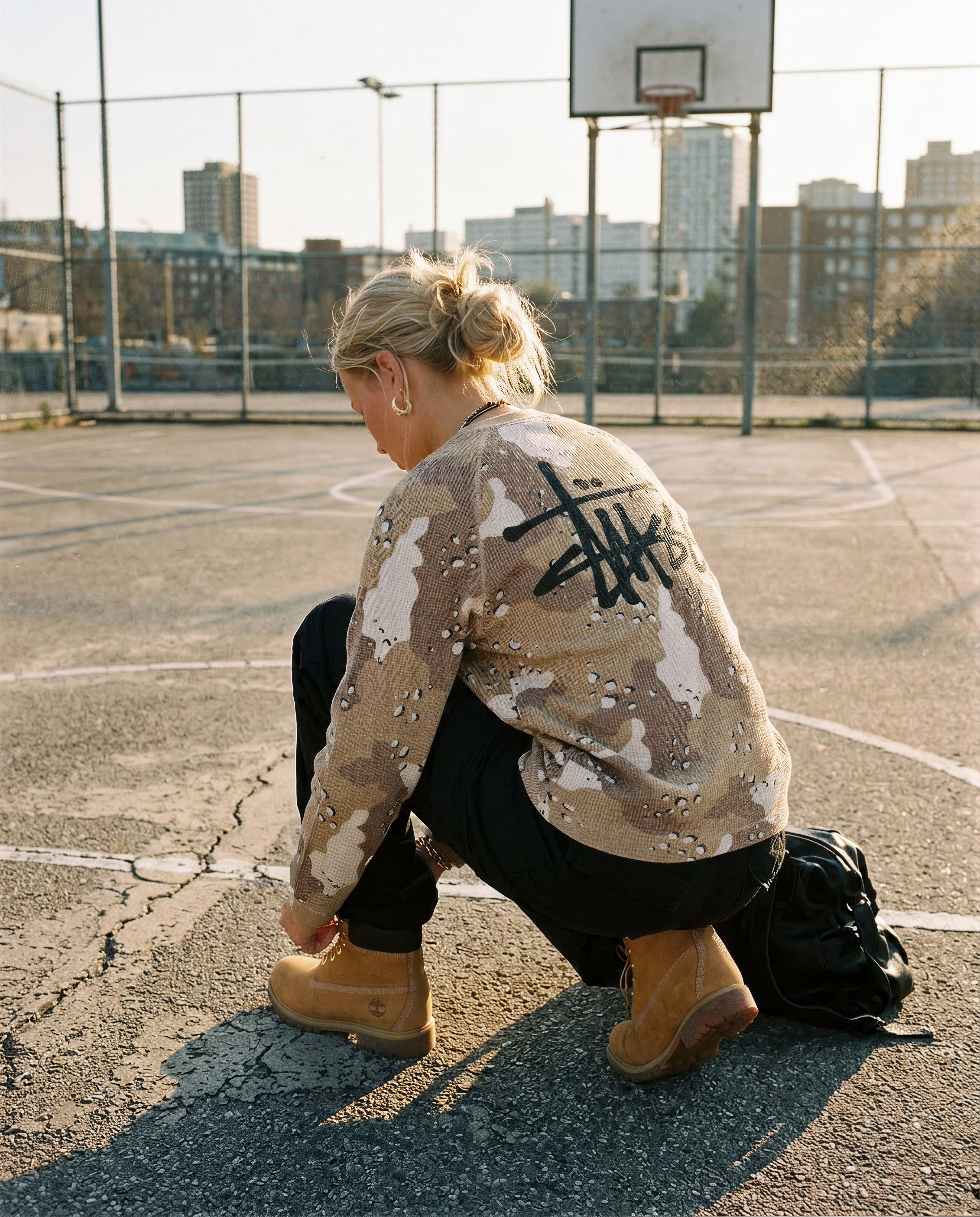 Stussy Raglan Thermal Crew Desert Camo | STREET BILL