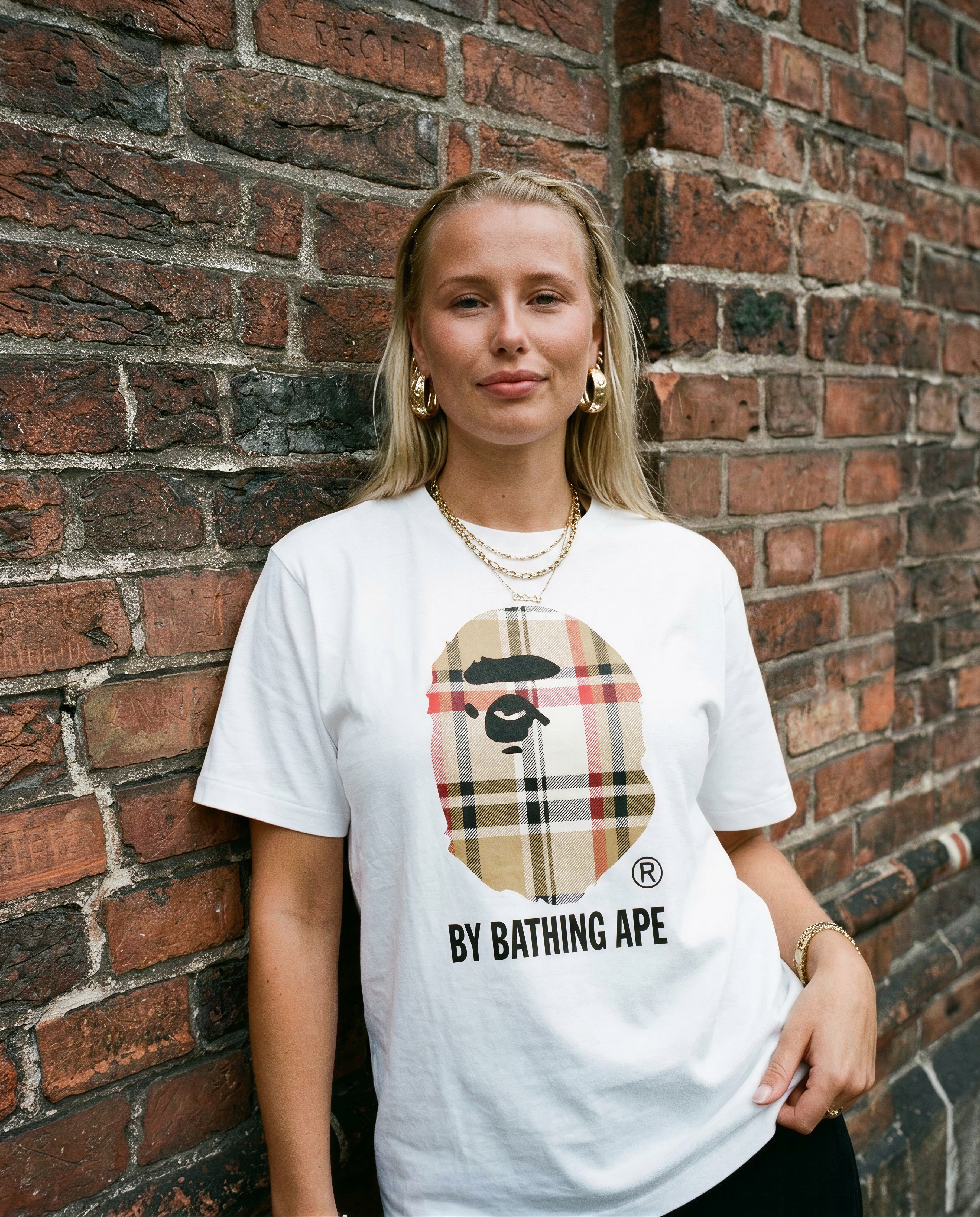 Bape Big Head Plaid T-shirt White