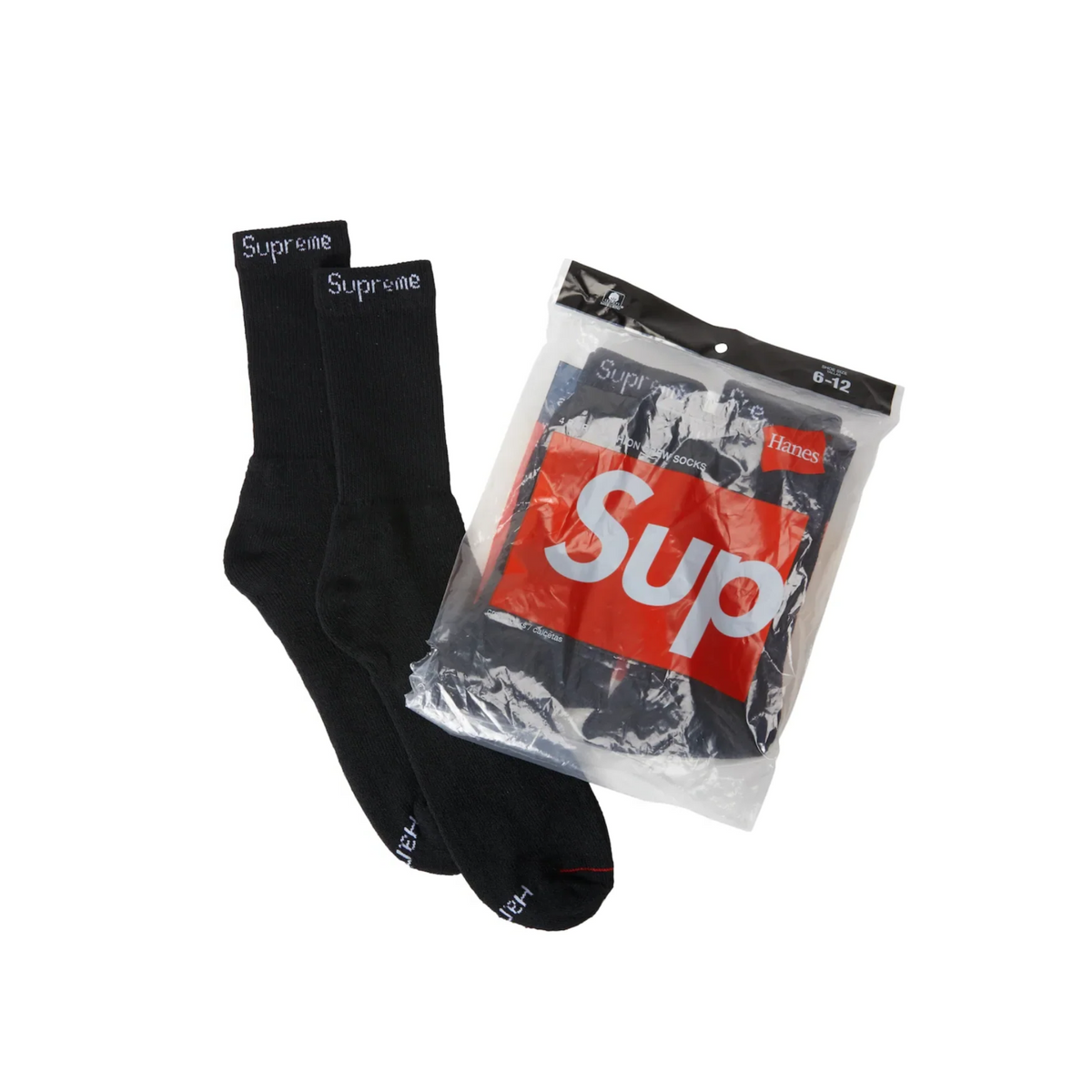 Supreme Hanes Socks (4 stk.) "Black"
