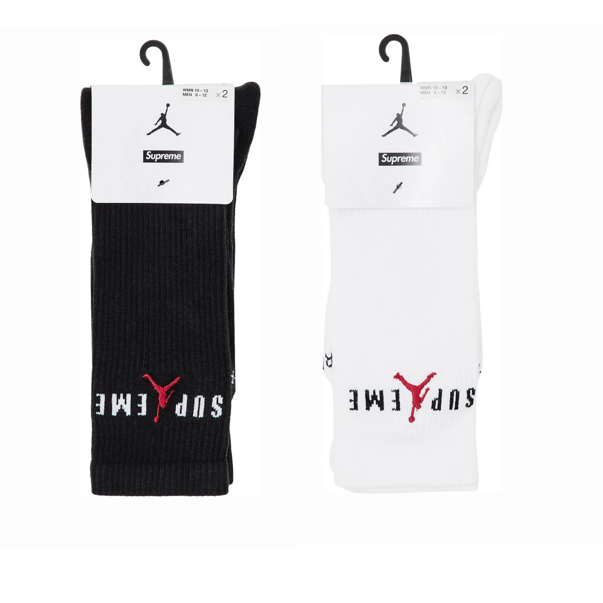 Supreme x Jordan Crew Socks (4 stk) "Black/White"