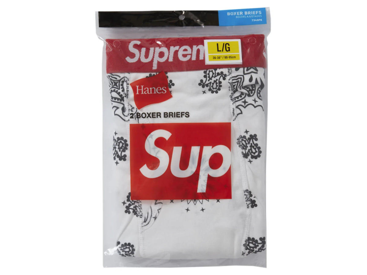 Supreme Hanes Bandana Boxer Briefs (2 Pack) White