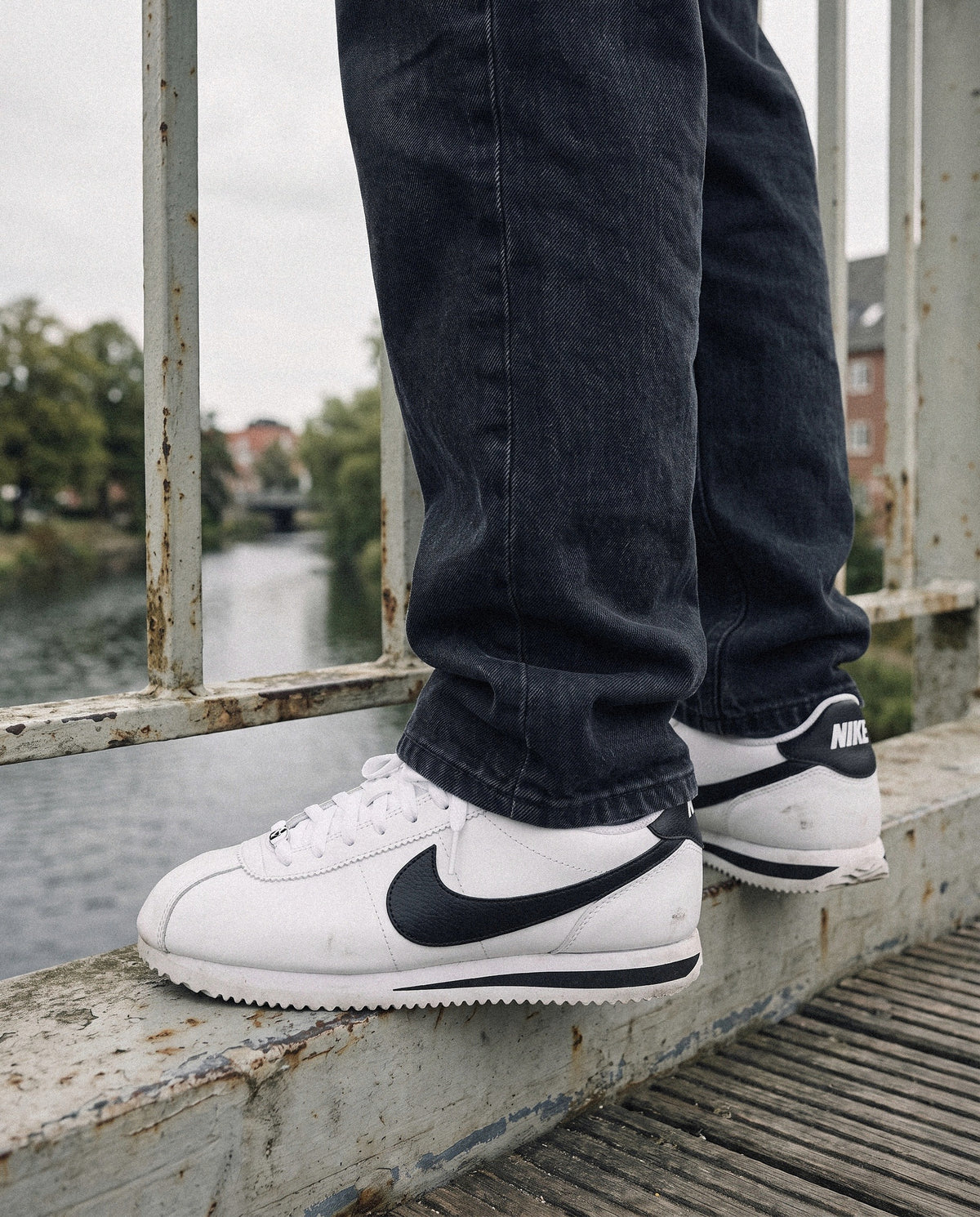 Nike Cortez White Black - on foot