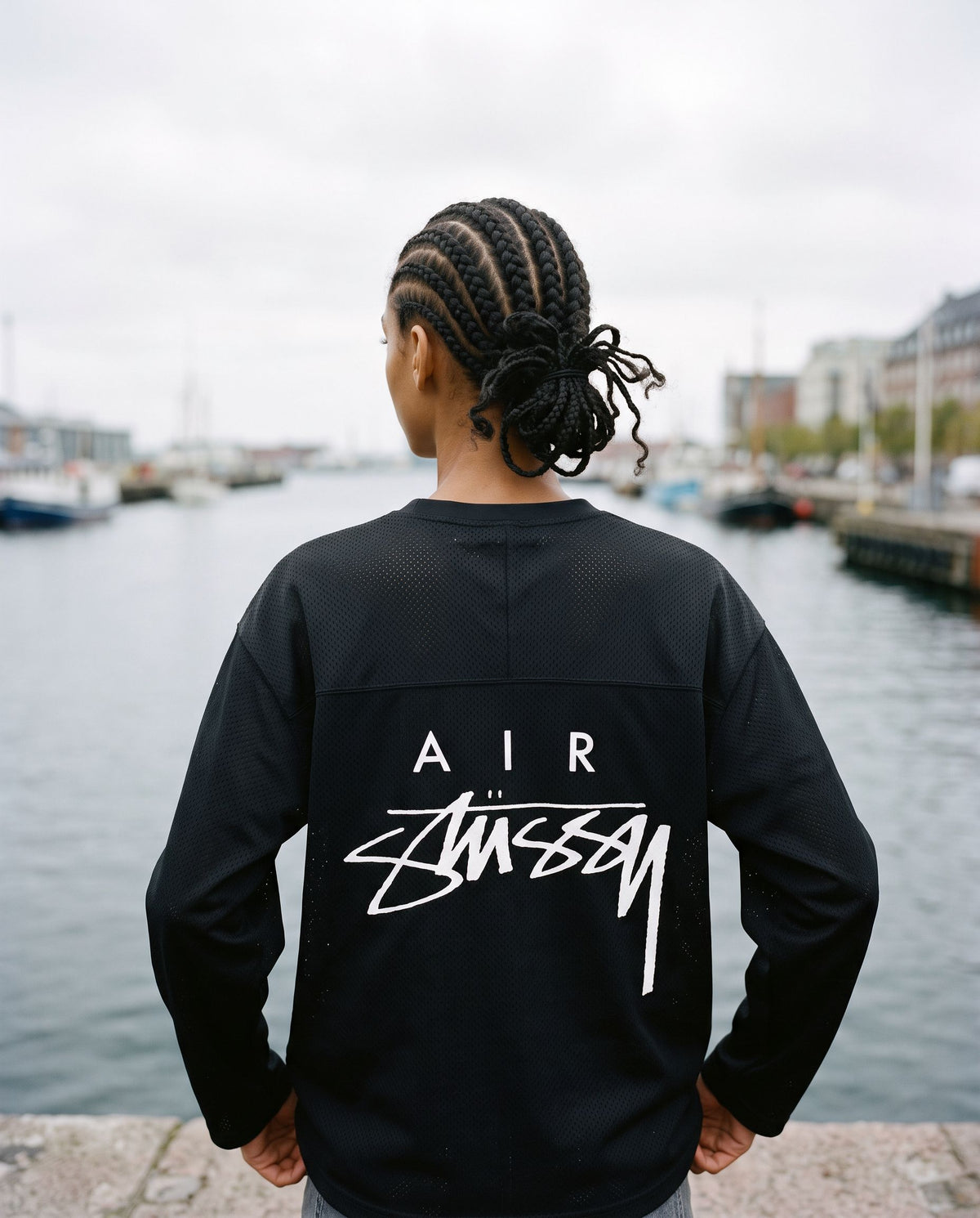 Stussy x Nike Dri-FIT Mesh Jersey Black - on-foot