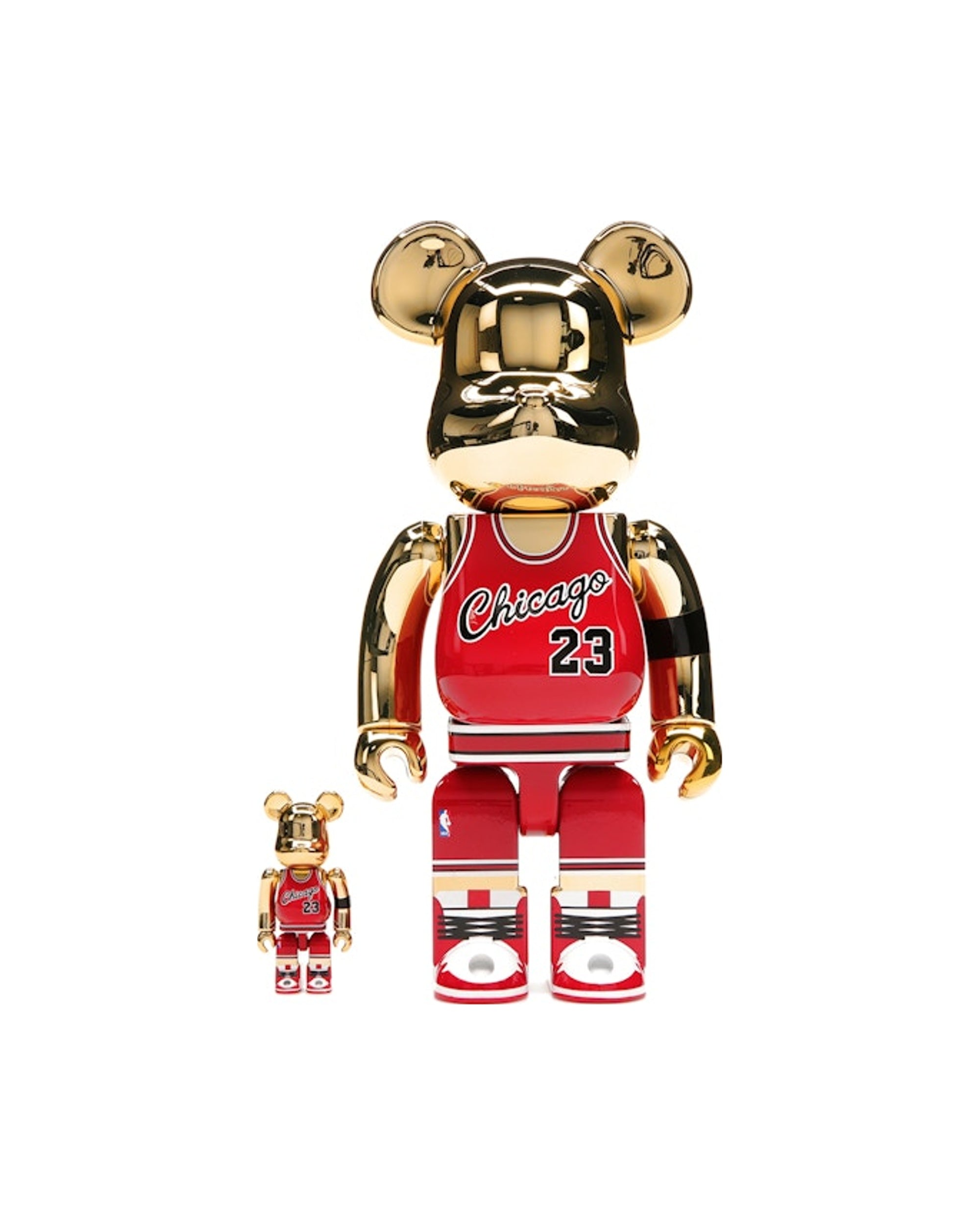 Bearbrick Michael Jordan 1985 Rookie Jersey 100% & 400% Set Gold Chrome