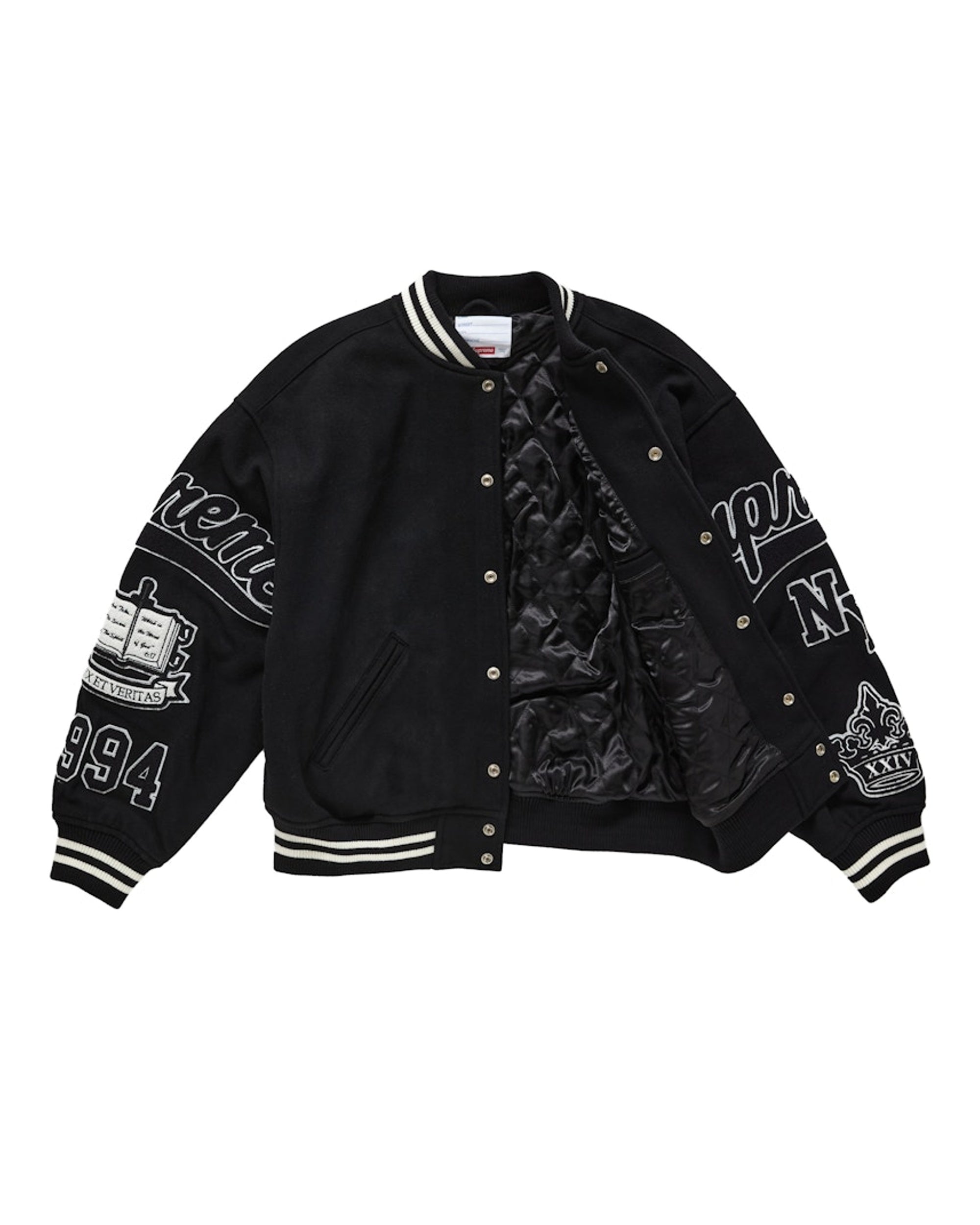 Supreme Veritas Varsity Jacket Black | STREET BILL