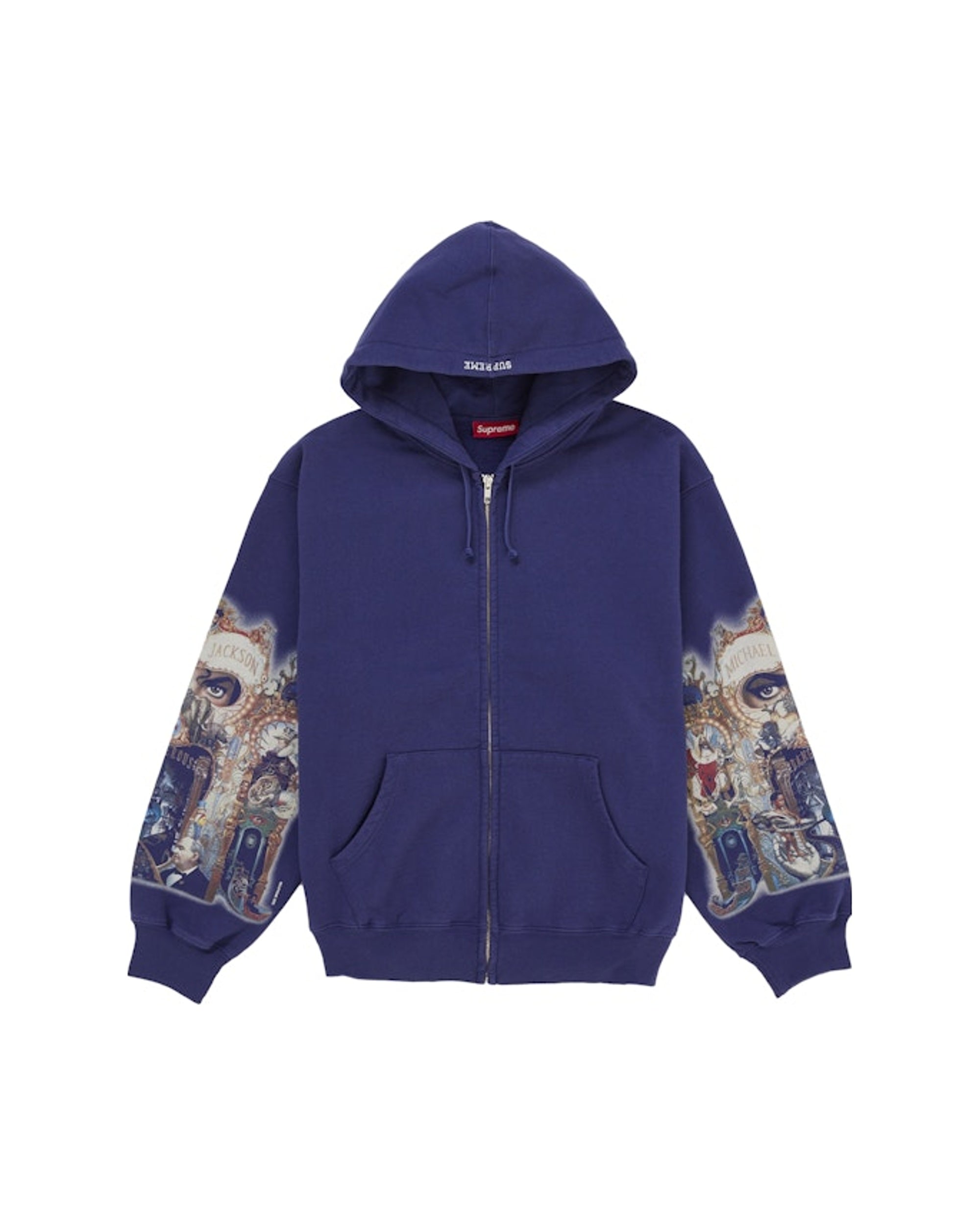 Supreme Michael Jackson Dangerous Zip Up Hooded Sweatshirt Washed Navy