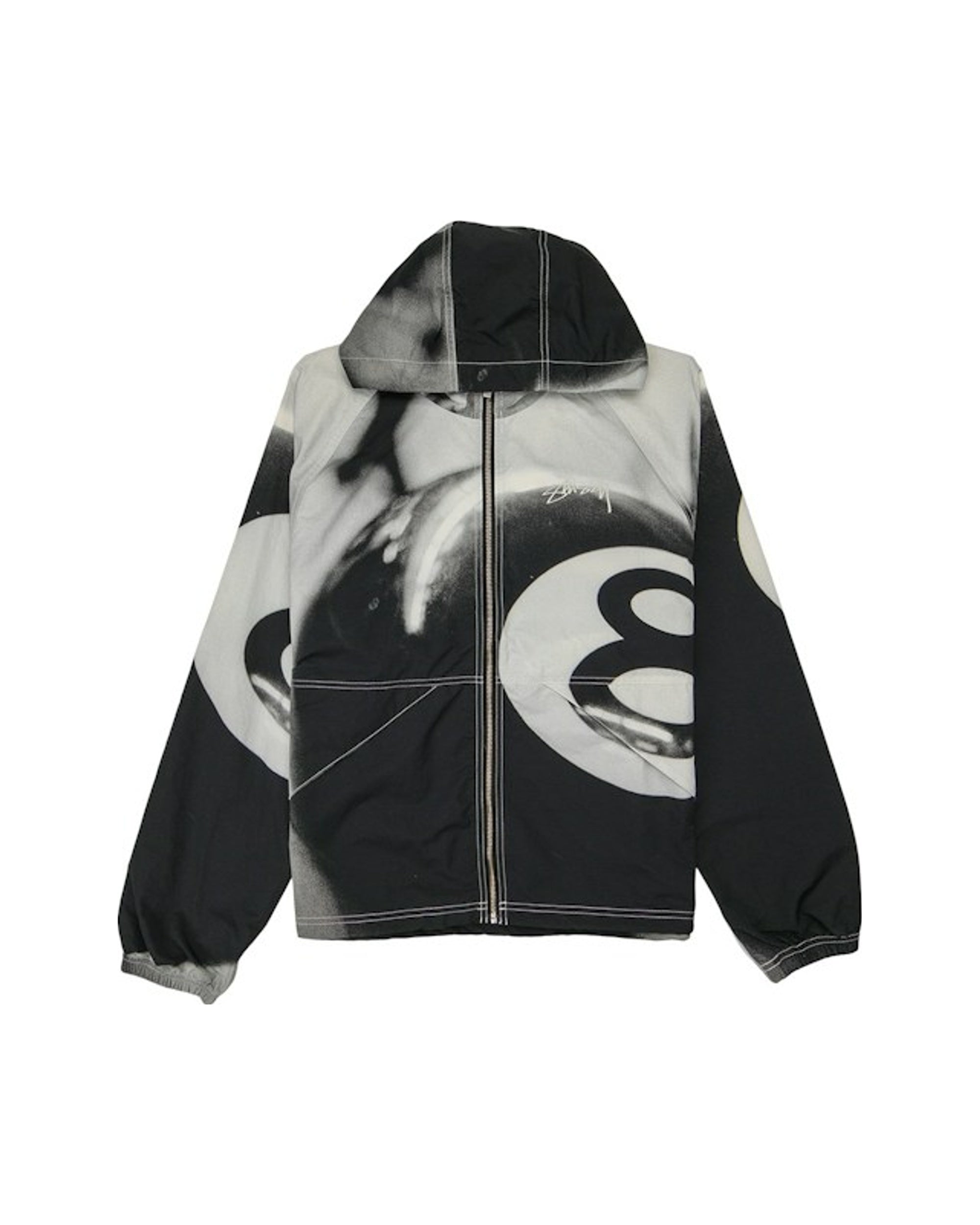 Stussy 8 Ball Beach Shell Jacket Grayscale