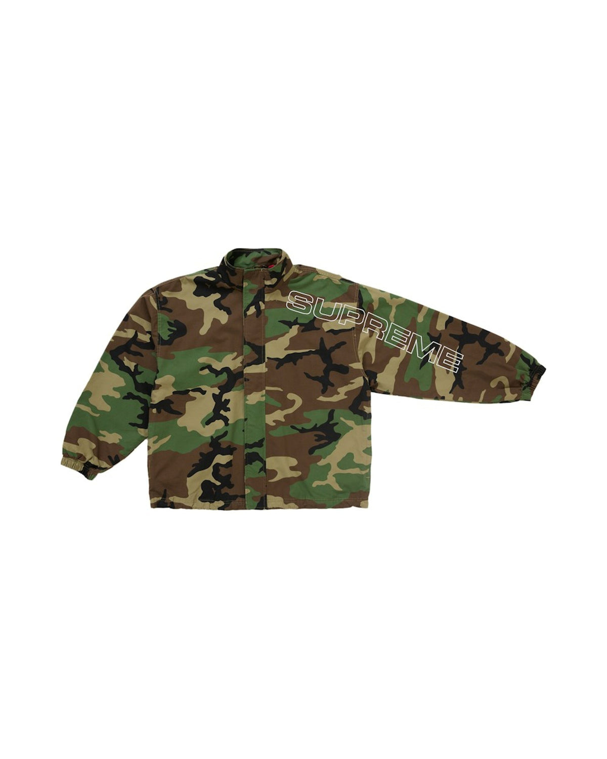 Supreme Spellout Embroidered Ripstop Track Jacket Woodland Camo