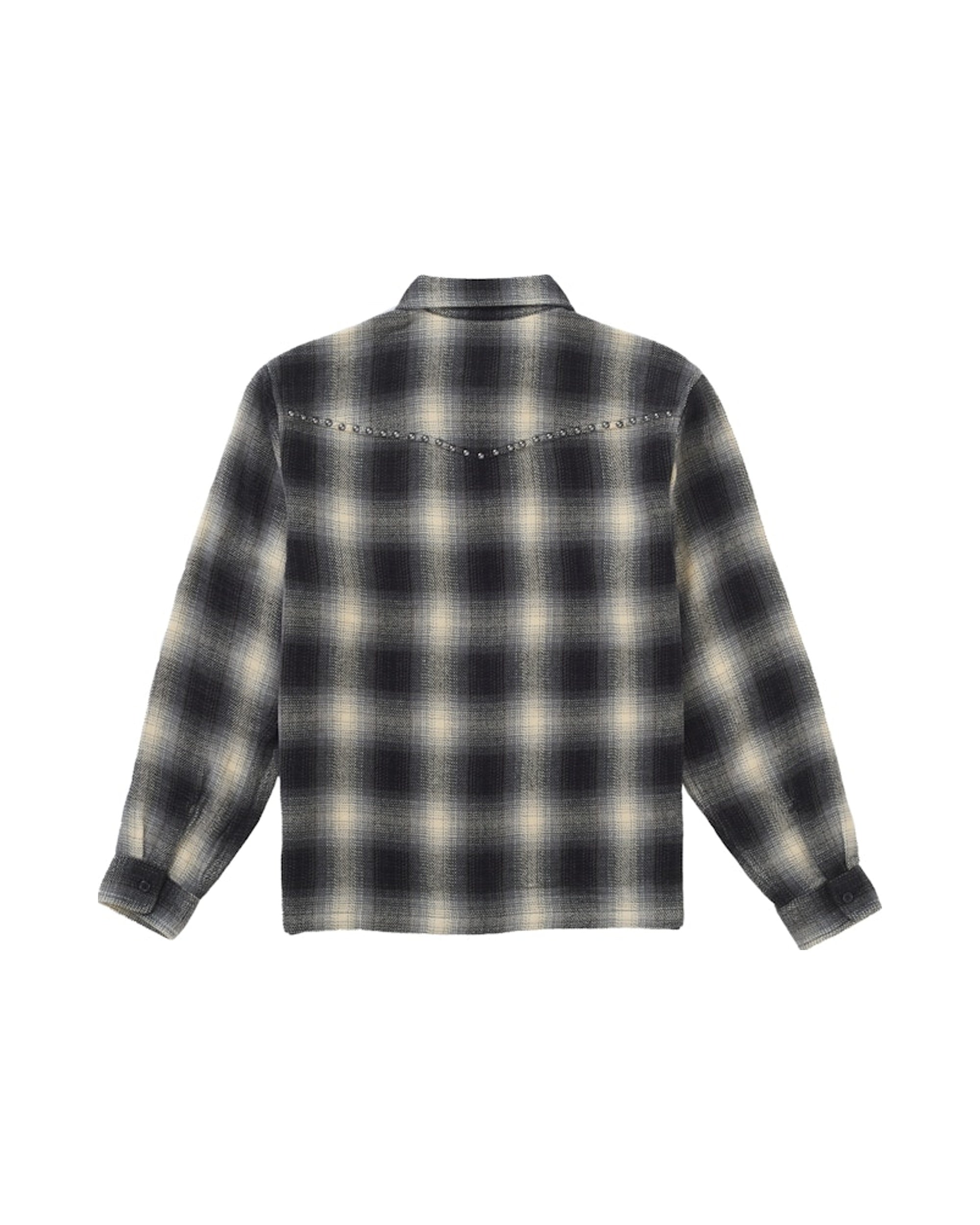 Supreme Studded Shadow Plaid Zip Up Shirt Black