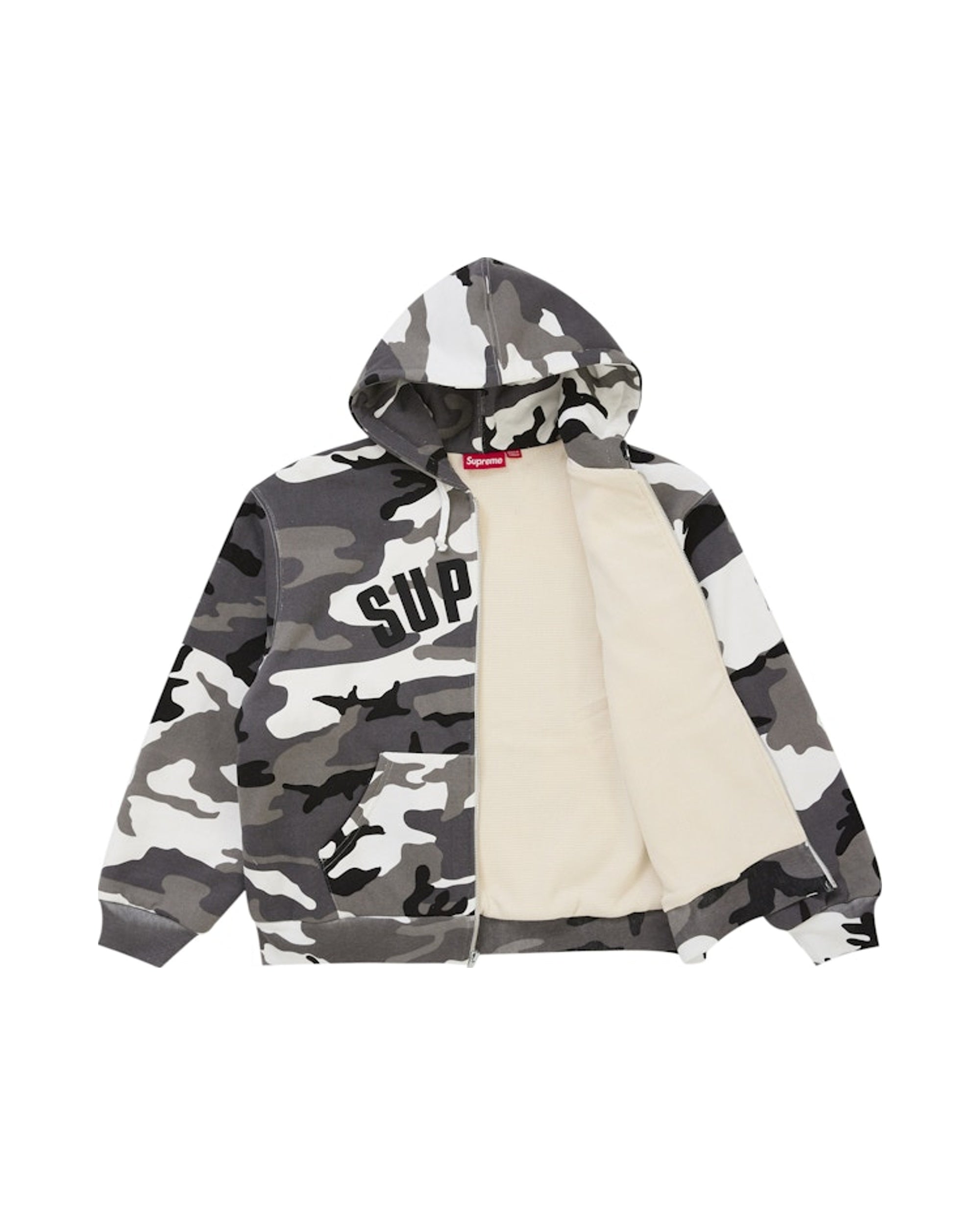 Supreme Arc Thermal Lined Zip Up Hooded Sweatshirt Snow Camo