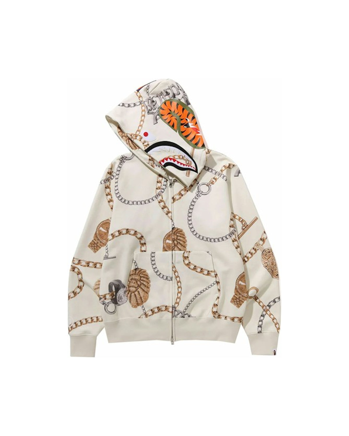 BAPE Jewels Shark Full Zip Hoodie Ivory