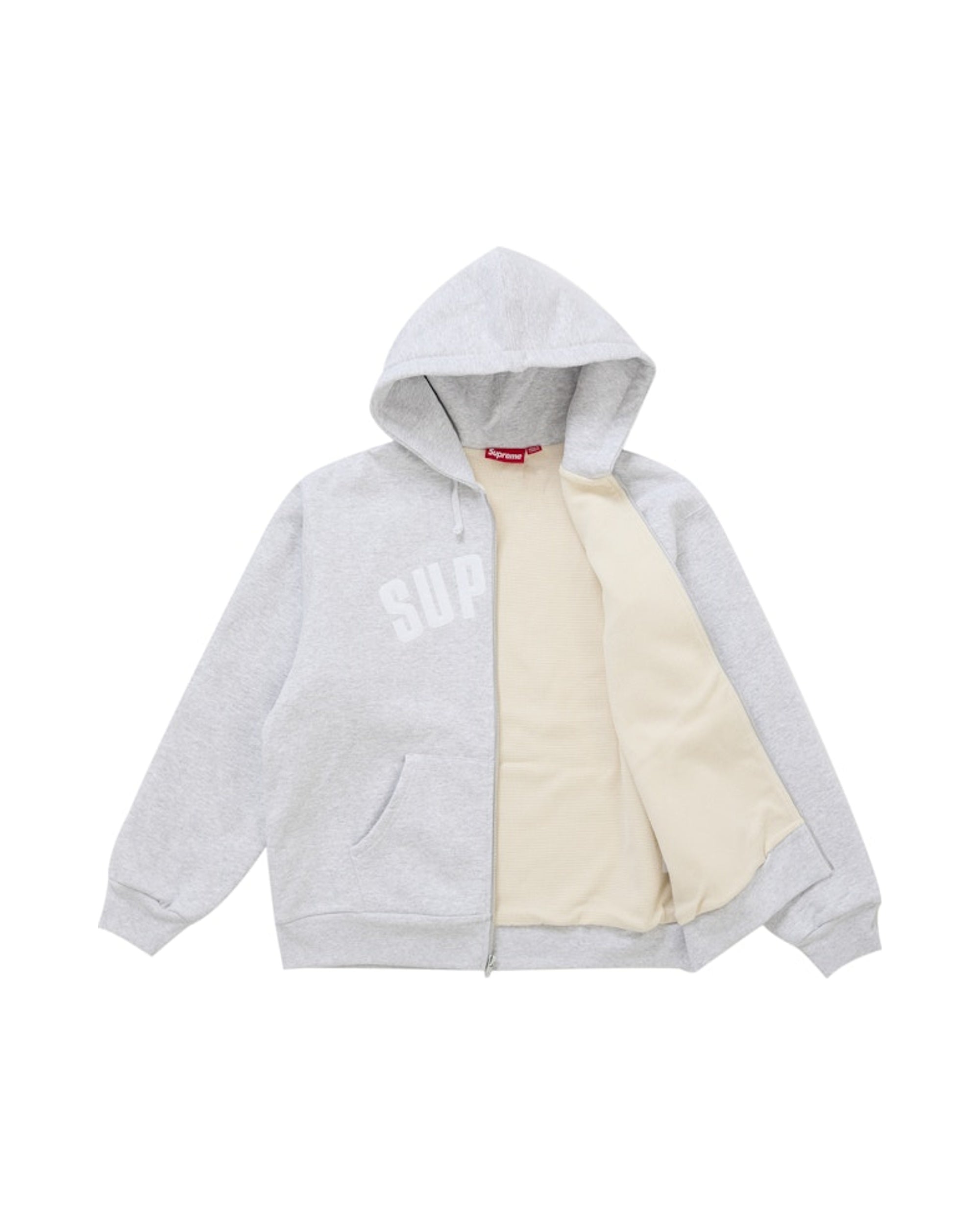 Supreme Arc Zip Up Hooded Sweatshirt Ash Grey