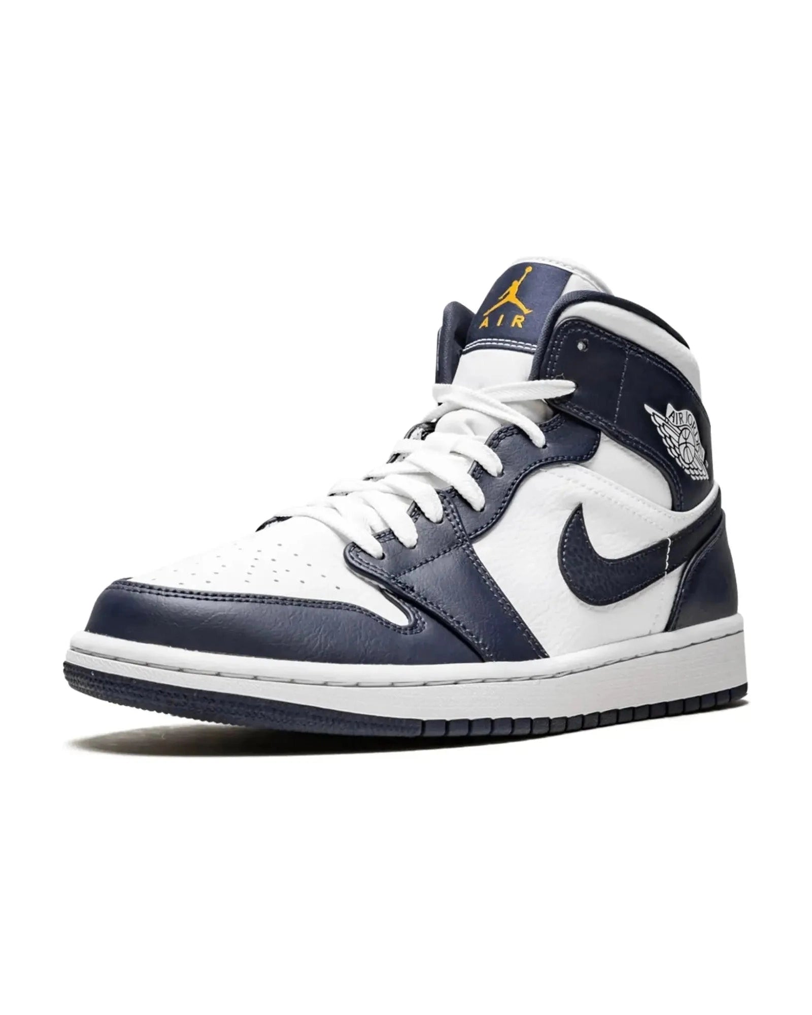 Nike Air Jordan 1 Mid "White Metallic Gold Obsidian" - street-bill.dk