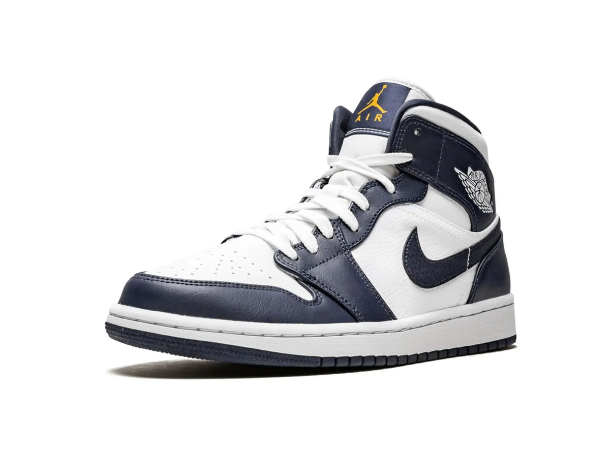 Nike Air Jordan 1 Mid "White Metallic Gold Obsidian" - street-bill.dk