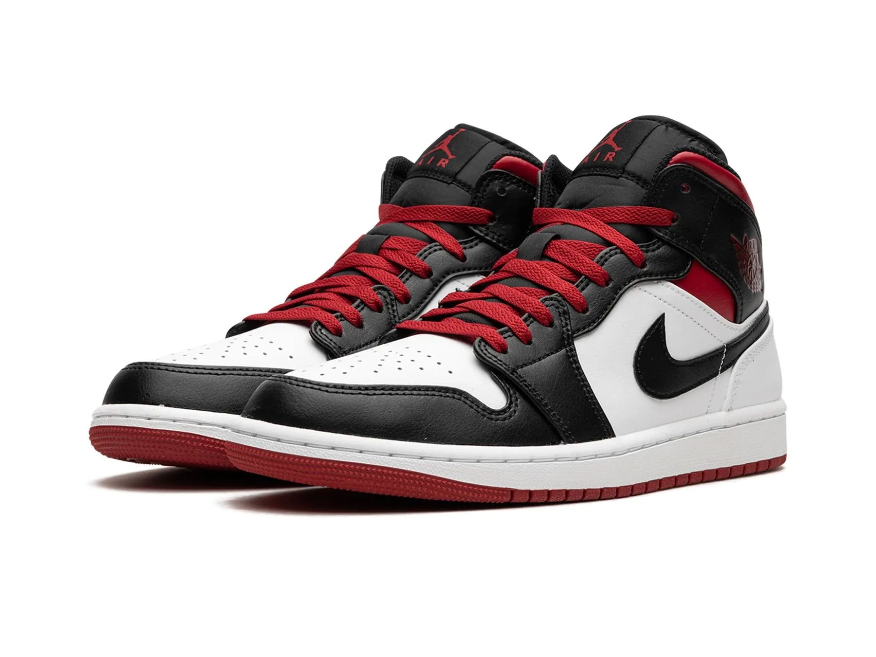 Nike Air Jordan 1 Mid "Black Toe White Gym Red" - street-bill.dk