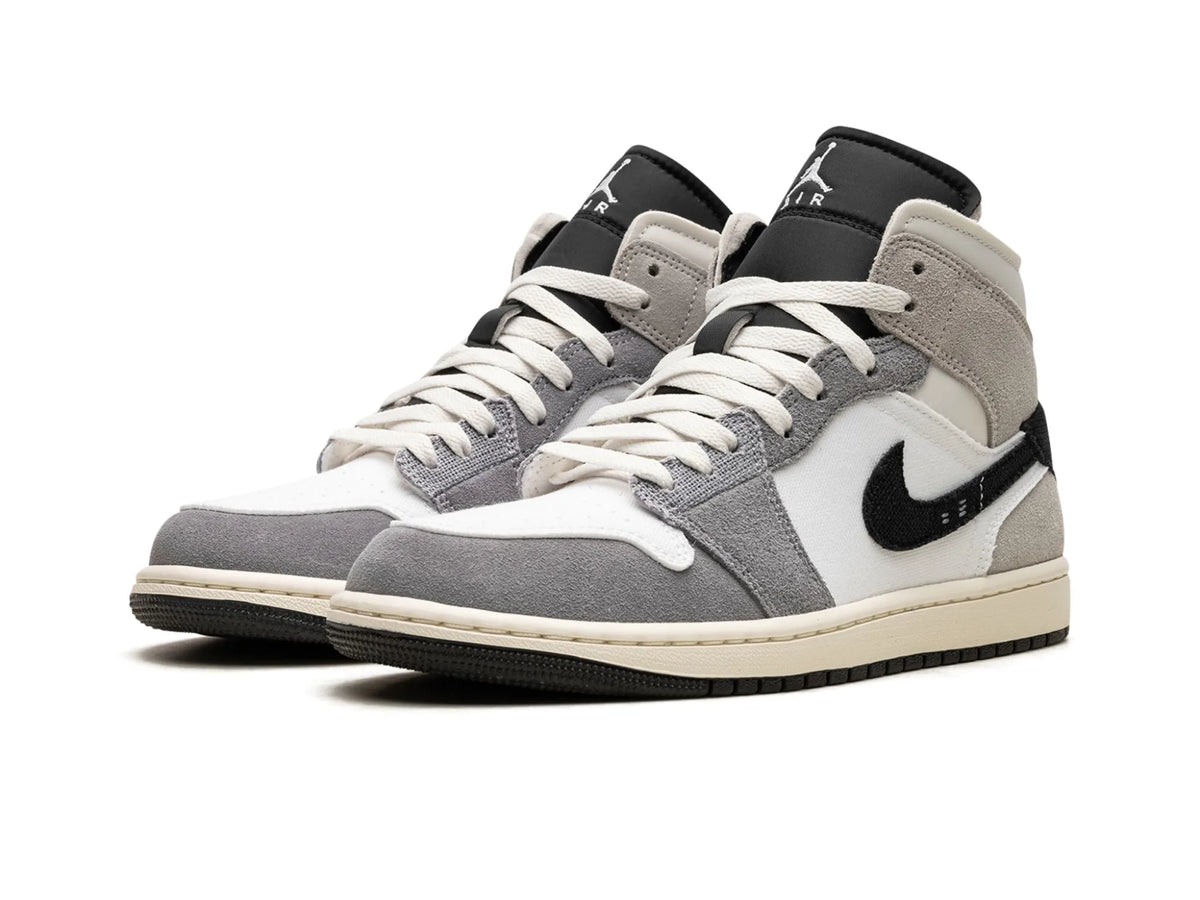 Nike Air Jordan 1 Mid SE Craft White Cement Grey Black - street-bill.dk